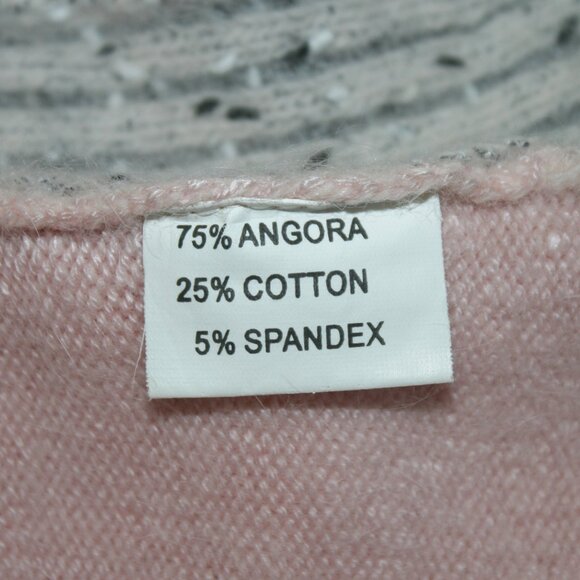 JIAMANSI Sweater Angora Blend Knit Short Sleeve Pastel Pink Gray Colorblock XS - Picture 5 of 12